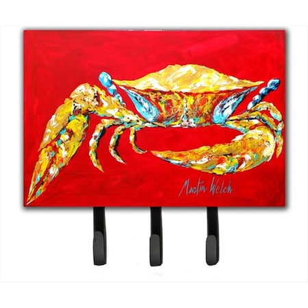 Carolines Treasures 6 x 9 In. Crab Blue on Red- Sr Leash or Key Holder MW1116TH68